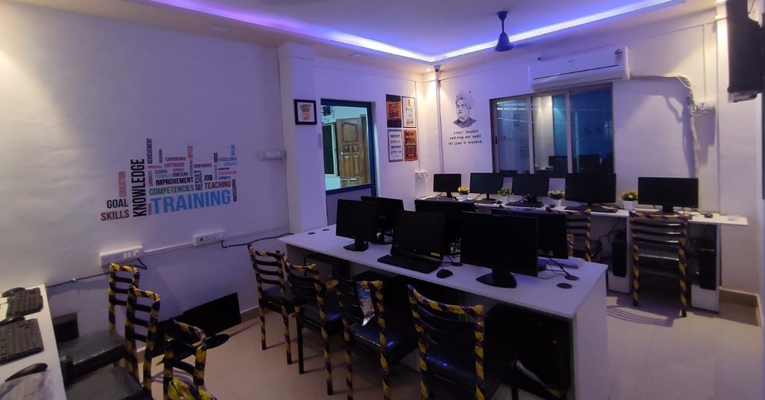 Computer lab with ambient lighting